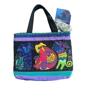 Vintage Laurel Burch Dogs Doggies Canine Family Small Tote Bag Purse NWT LB2073